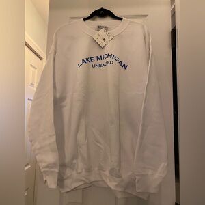Michigan Rag Co Vintage NWT Lake Michigan Unsalted XL Unisex White Sweatshirt
